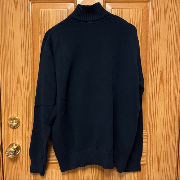 Eddie Bauer Sweater Mens Navy Blue Quarter Zip Cotton Pullover Large - Picture 6 of 6